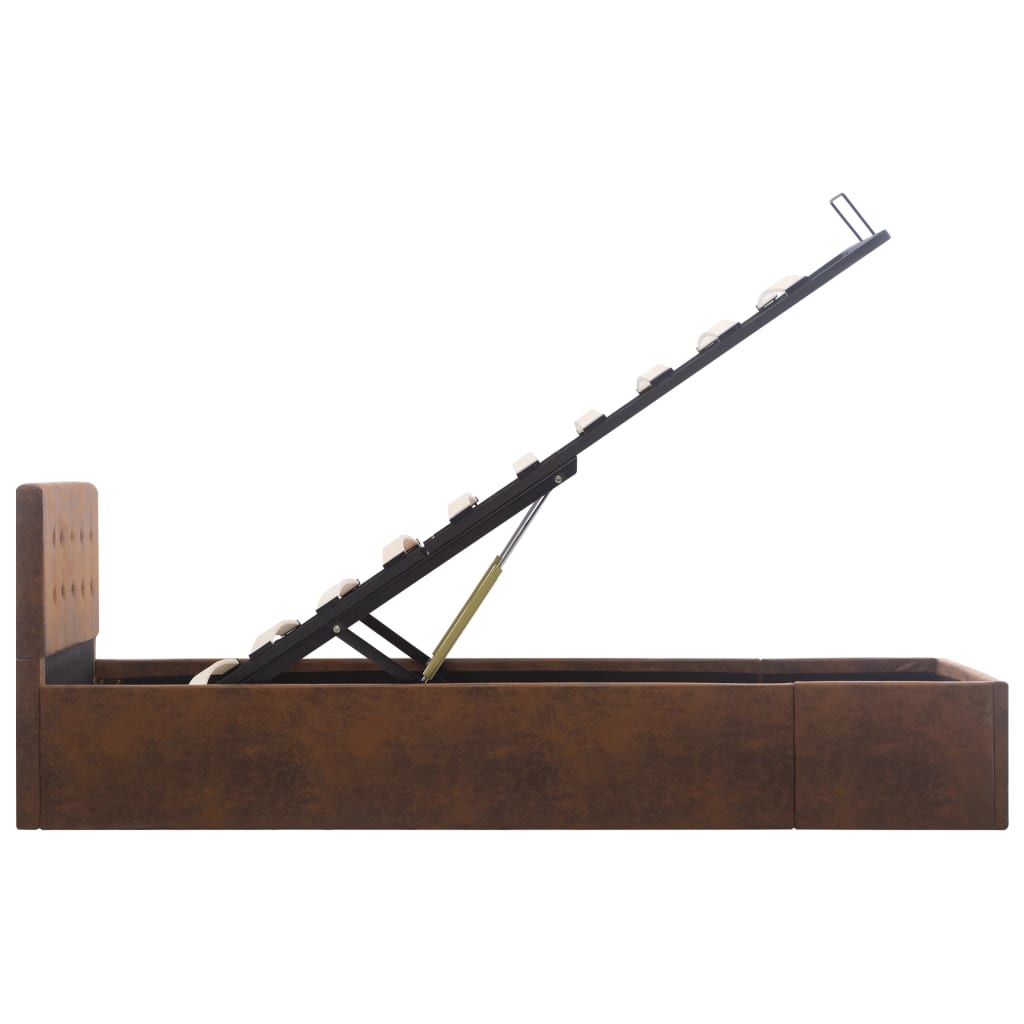 Cama hidráulica c/ arrumação 100x200cm tecido cinza-acastanhado