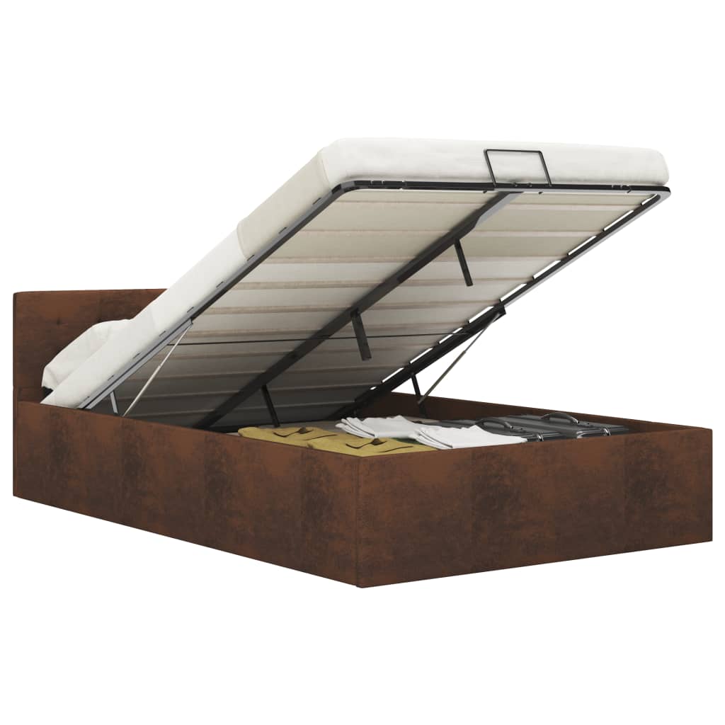 Cama hidráulica c/ arrumação 120x200cm tecido cinza-acastanhado