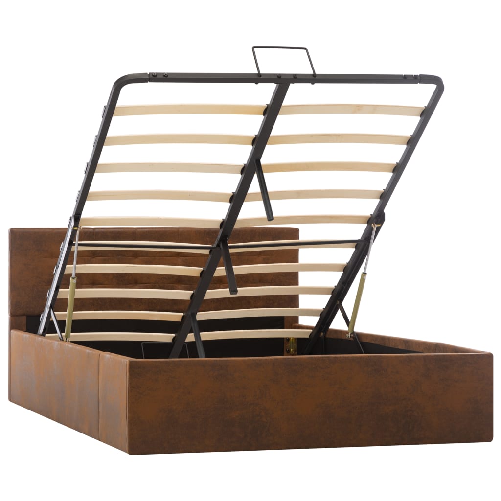 Cama hidráulica c/ arrumação 120x200cm tecido cinza-acastanhado