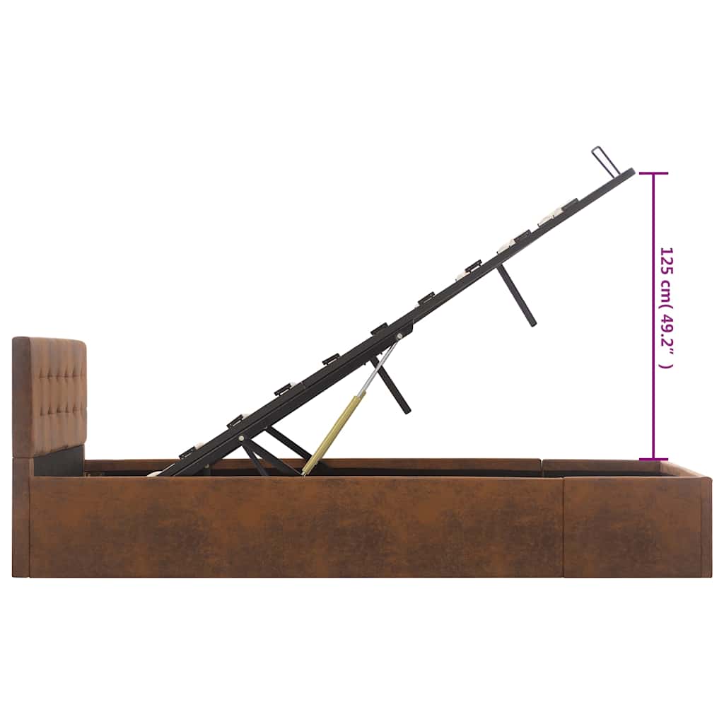 Cama hidráulica c/ arrumação 120x200cm tecido cinza-acastanhado