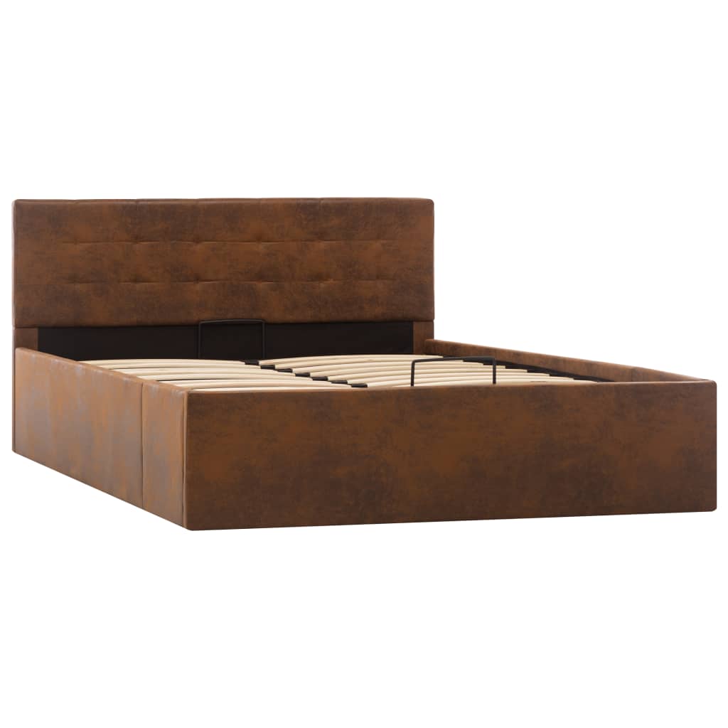 Cama hidráulica c/ arrumação 120x200cm tecido cinza-acastanhado