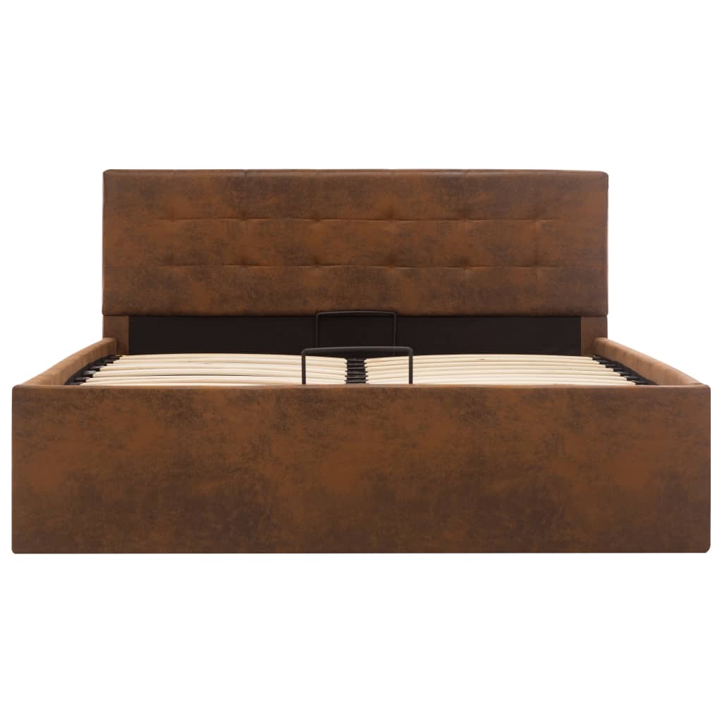 Cama hidráulica c/ arrumação 120x200cm tecido cinza-acastanhado