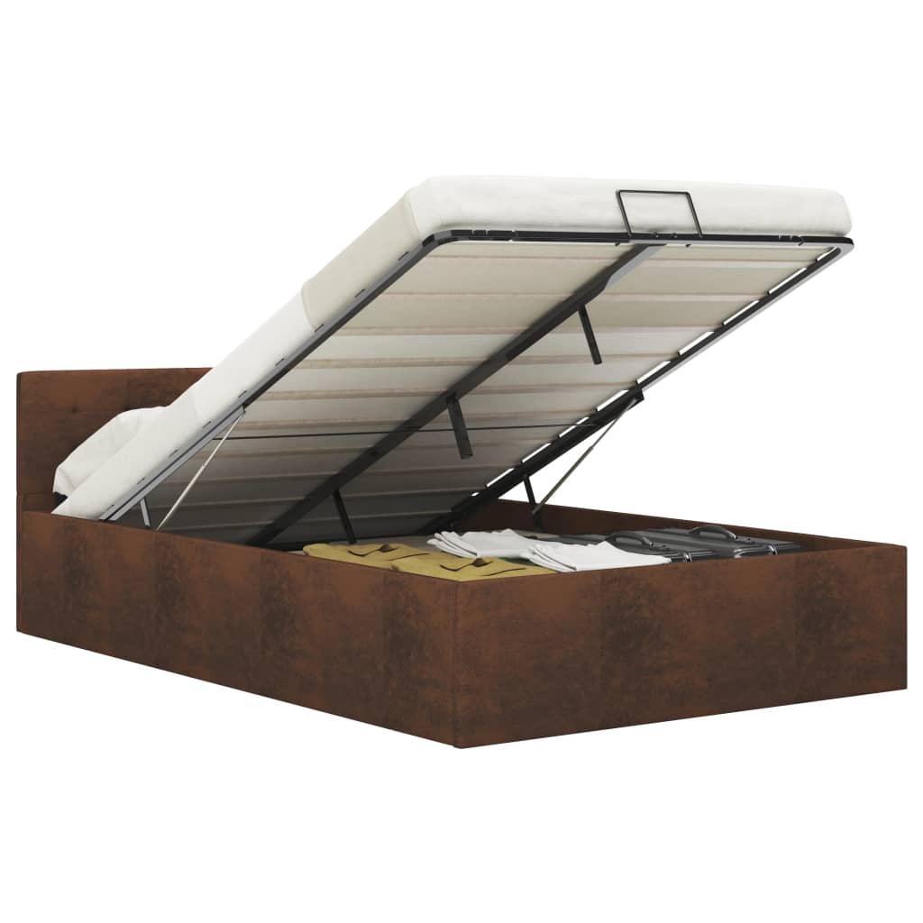 Cama hidráulica c/ arrumação 140x200cm tecido cinza-acastanhado