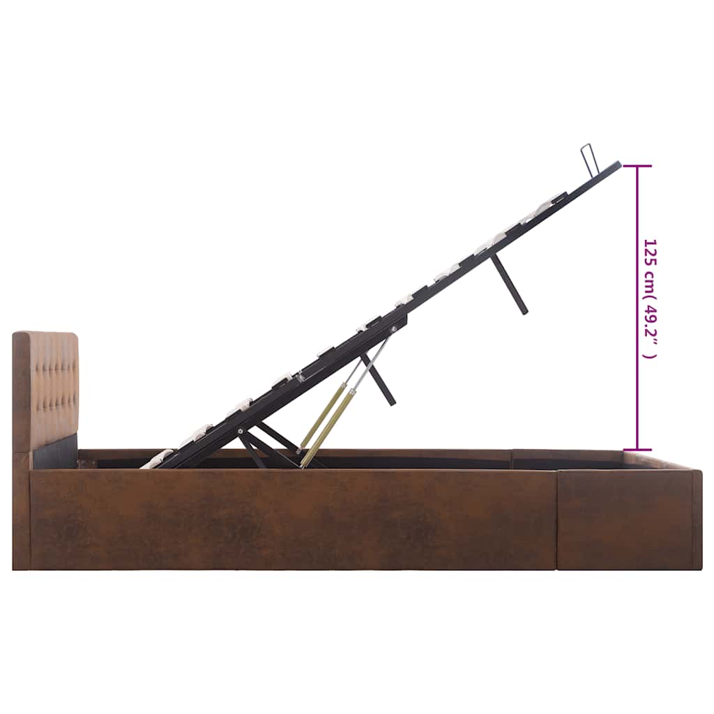 Cama hidráulica c/ arrumação 140x200cm tecido cinza-acastanhado