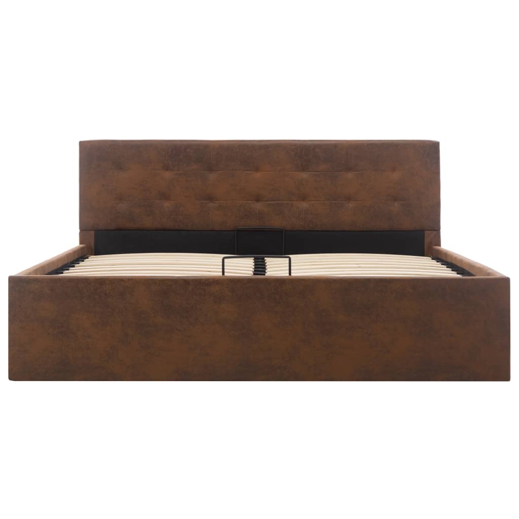 Cama hidráulica c/ arrumação 140x200cm tecido cinza-acastanhado