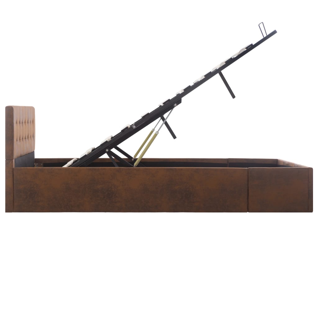 Cama hidráulica c/ arrumação 140x200cm tecido cinza-acastanhado