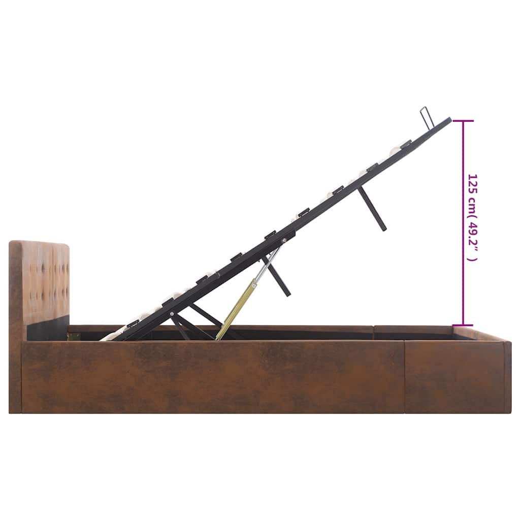 Cama hidráulica c/ arrumação 160x200cm tecido cinza-acastanhado