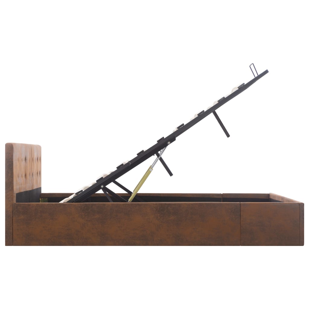 Cama hidráulica c/ arrumação 160x200cm tecido cinza-acastanhado