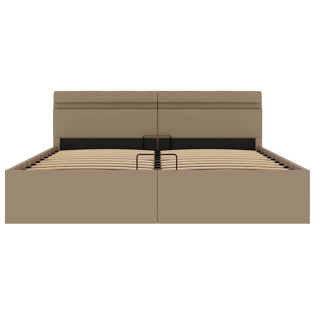Cama hidrául. arrumação e LED 180x200cm couro artif. cappuccino