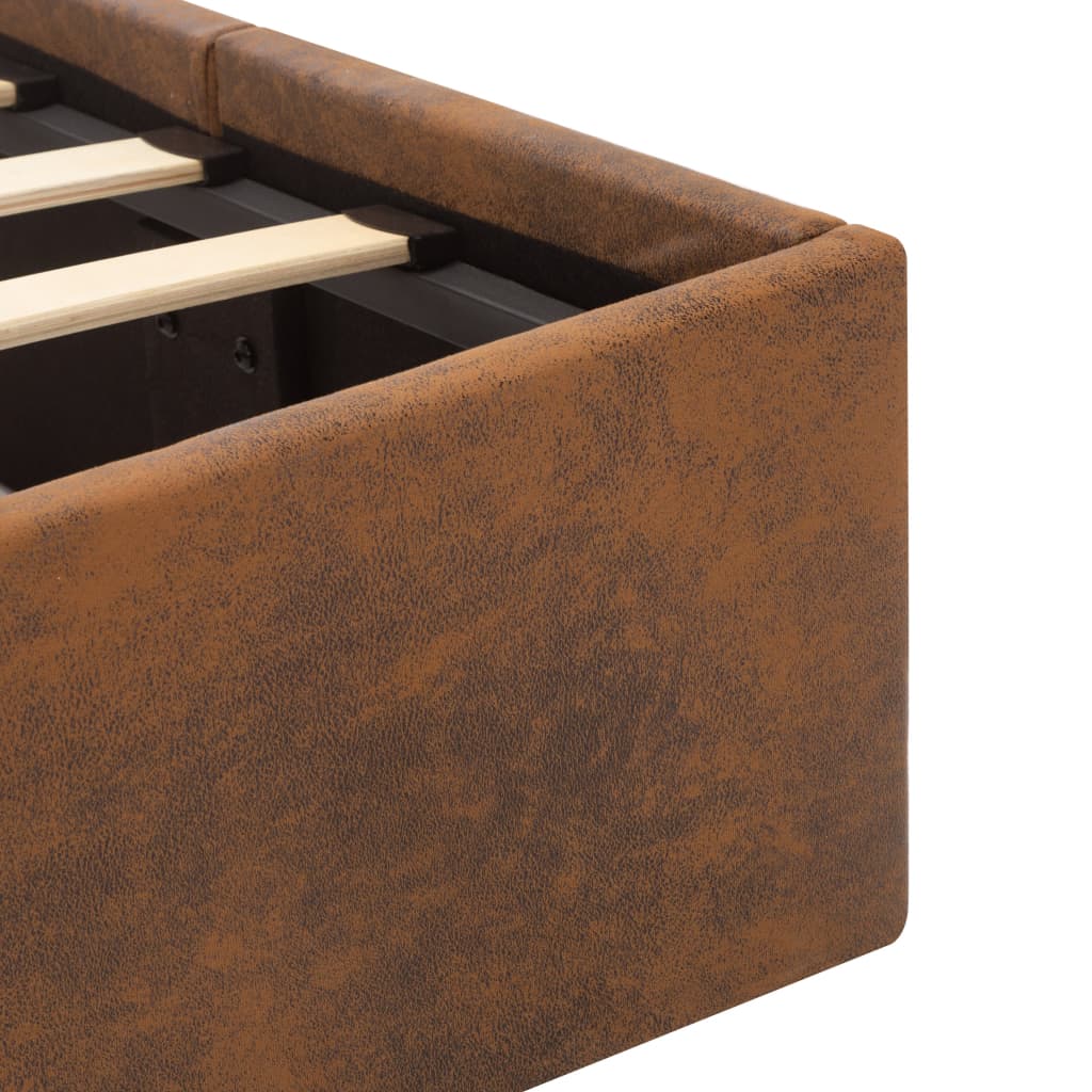 Cama hidráulica c/ arrumação e LED 120x200 cm tecido castanho