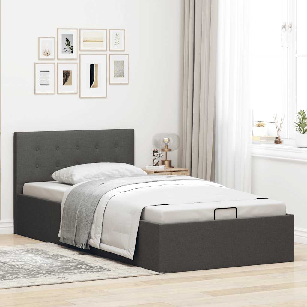 Cama hidráulica c/ arrumação 90x200cm tecido cinza-acastanhado