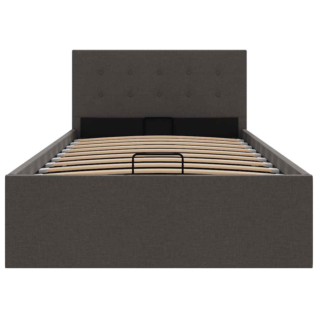 Cama hidráulica c/ arrumação 90x200cm tecido cinza-acastanhado