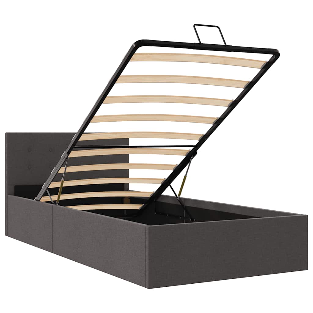 Cama hidráulica c/ arrumação 90x200cm tecido cinza-acastanhado