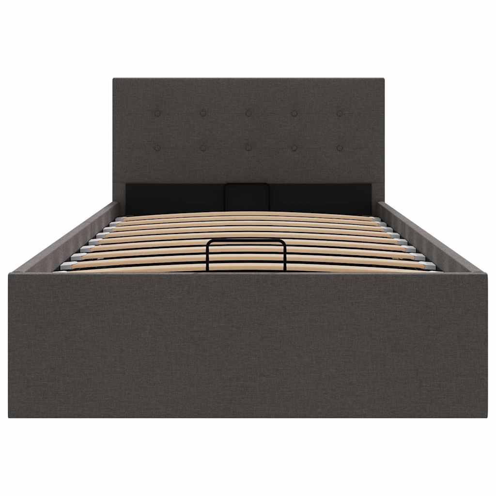 Cama hidráulica c/ arrumação 100x200cm tecido cinza-acastanhado