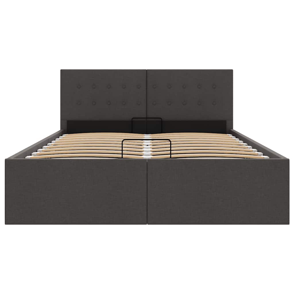 Cama hidráulica c/ arrumação 140x200cm tecido cinza-acastanhado