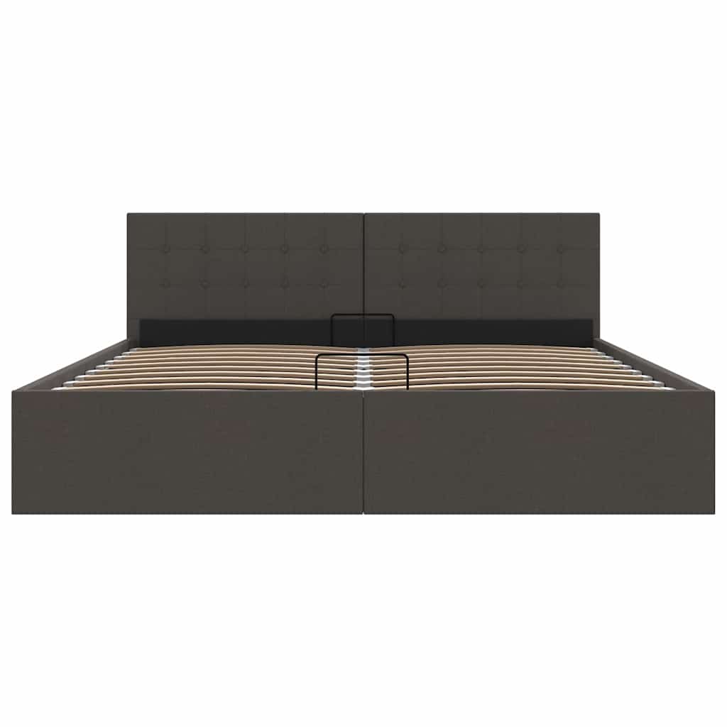 Cama hidráulica c/ arrumação 160x200cm tecido cinza-acastanhado