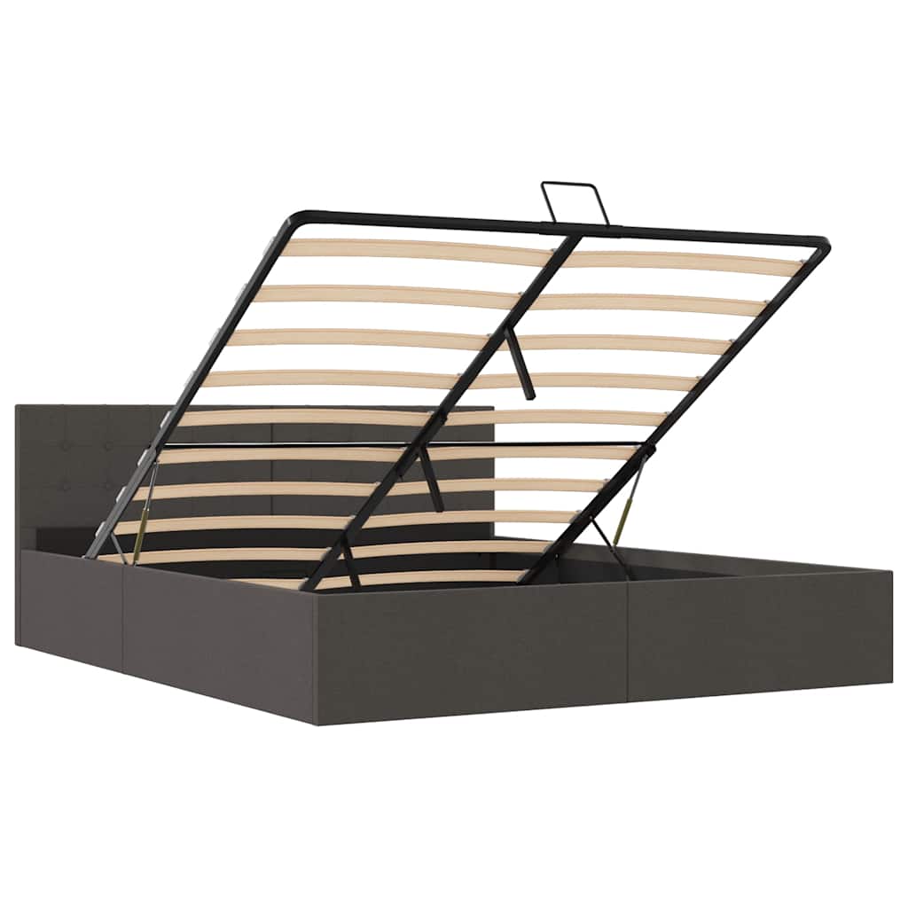 Cama hidráulica c/ arrumação 160x200cm tecido cinza-acastanhado