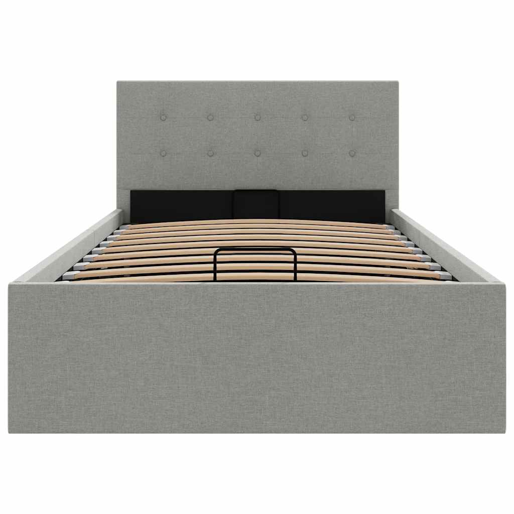 Cama hidráulica c/ arrumação 90x200cm tecido cinza-acastanhado