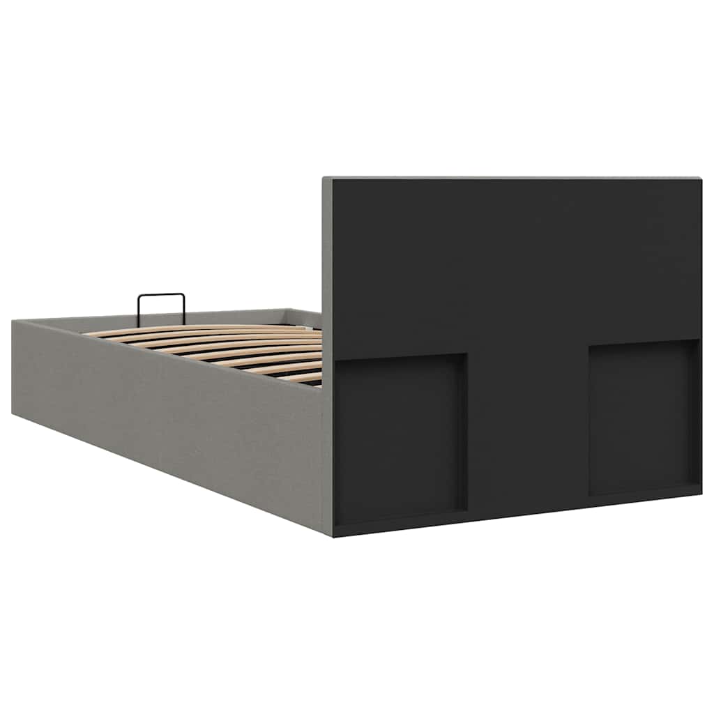 Cama hidráulica c/ arrumação 90x200cm tecido cinza-acastanhado