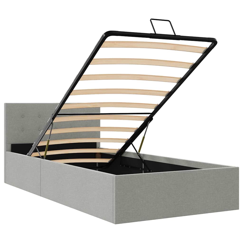 Cama hidráulica c/ arrumação 90x200cm tecido cinza-acastanhado