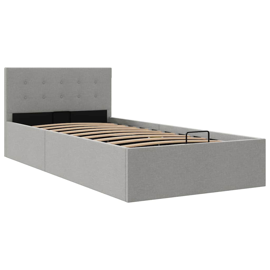 Cama hidráulica c/ arrumação 100x200cm tecido cinza-acastanhado