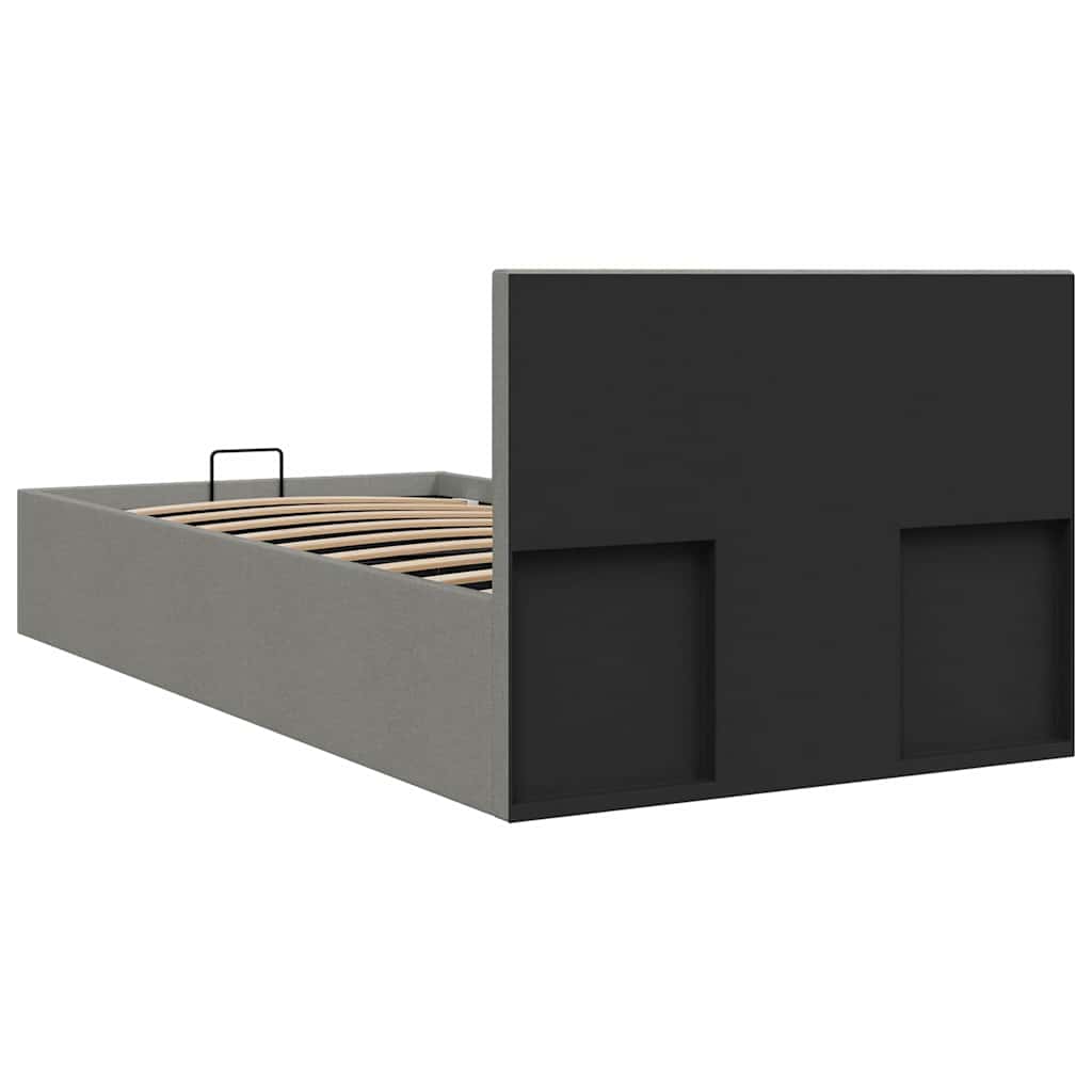 Cama hidráulica c/ arrumação 100x200cm tecido cinza-acastanhado