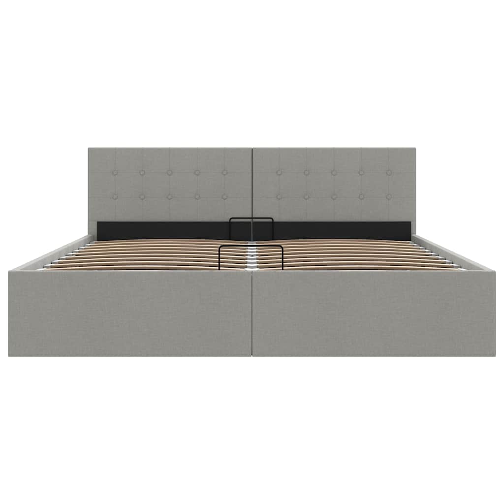 Cama hidráulica c/ arrumação 160x200cm tecido cinza-acastanhado