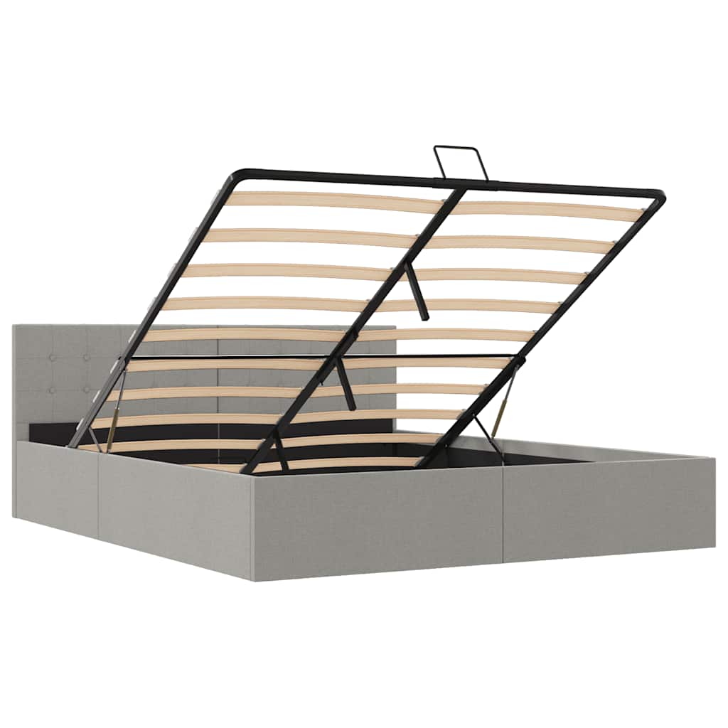 Cama hidráulica c/ arrumação 160x200cm tecido cinza-acastanhado