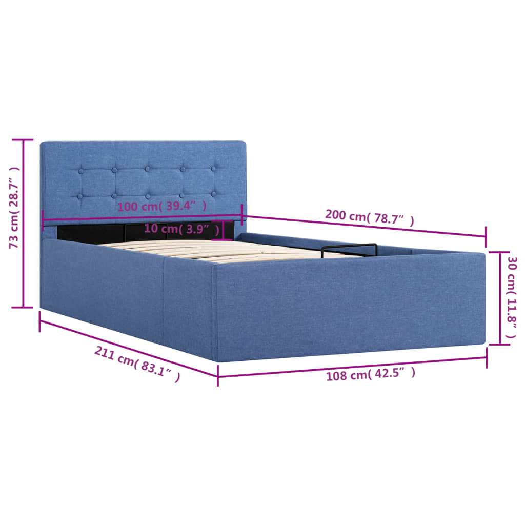 Cama hidráulica c/ arrumação 100x200cm tecido cinza-acastanhado