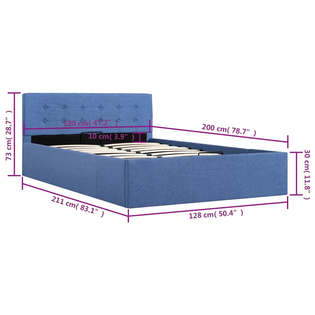 Cama hidráulica c/ arrumação 120x200cm tecido cinza-acastanhado