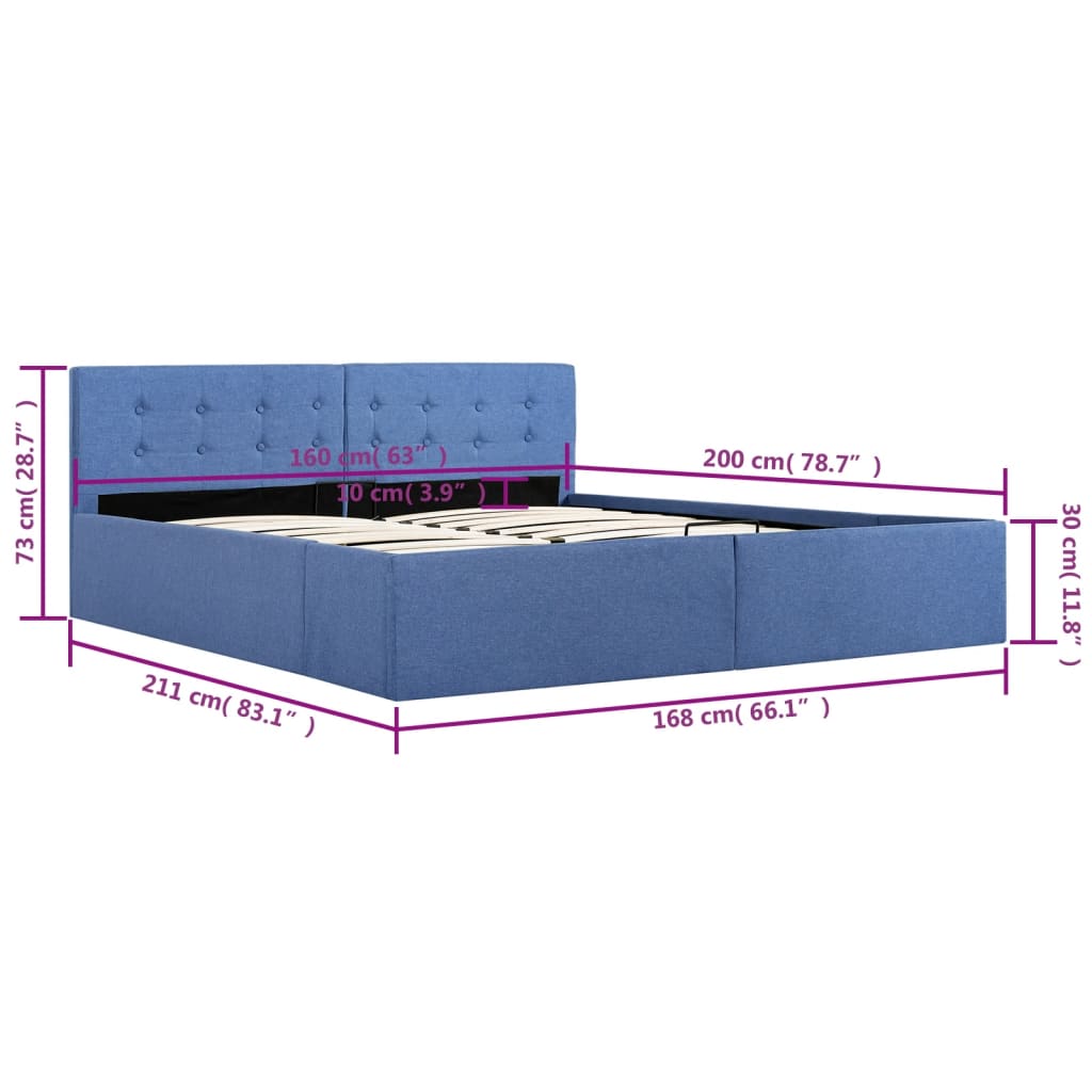 Cama hidráulica c/ arrumação 160x200cm tecido cinza-acastanhado