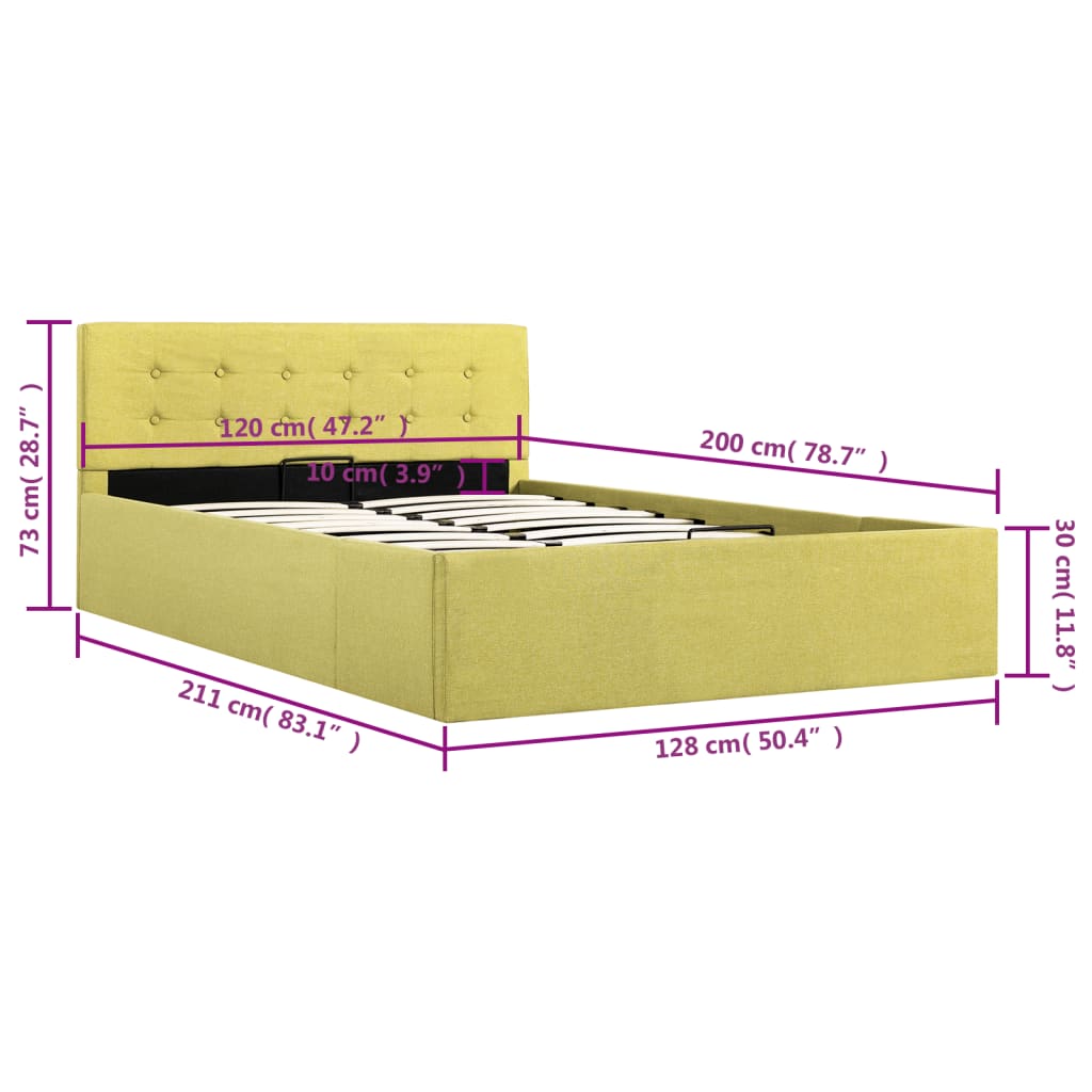 Cama hidráulica c/ arrumação 120x200cm tecido cinza-acastanhado