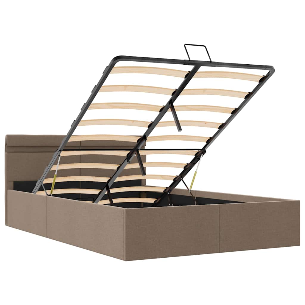 Estrutura cama hidrául.+ LED 120x200cm tecido cinza-acastanhado