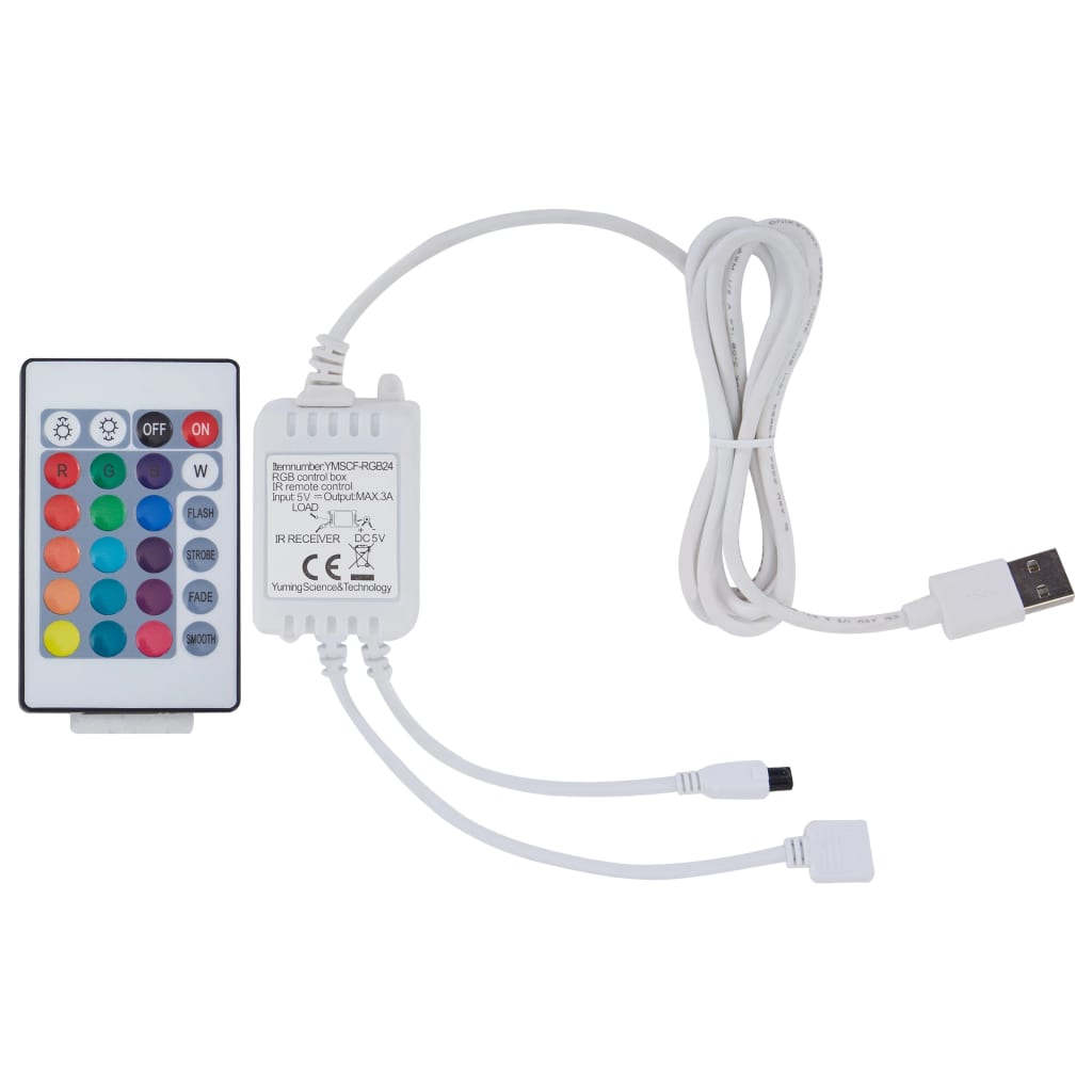 Estrutura cama c/ LEDs 180x200cm couro artificial preto/branco