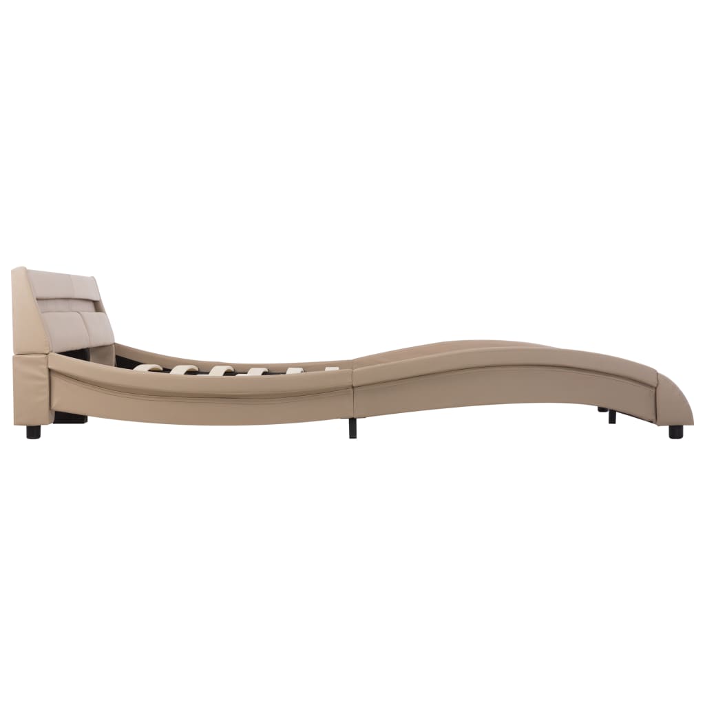 Estrutura cama c/ LEDs 180x200cm couro artificial preto/branco