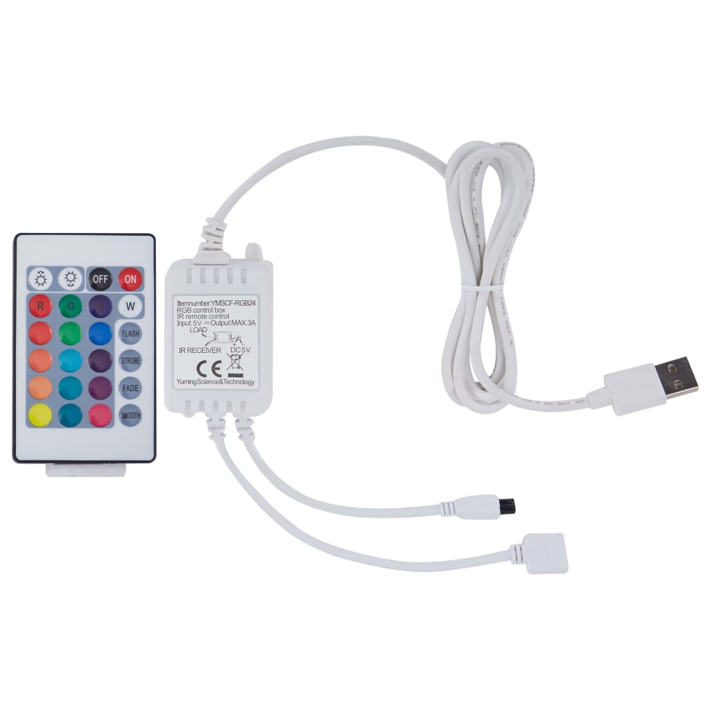 Estrutura cama c/ LEDs 180x200cm couro artificial preto/branco