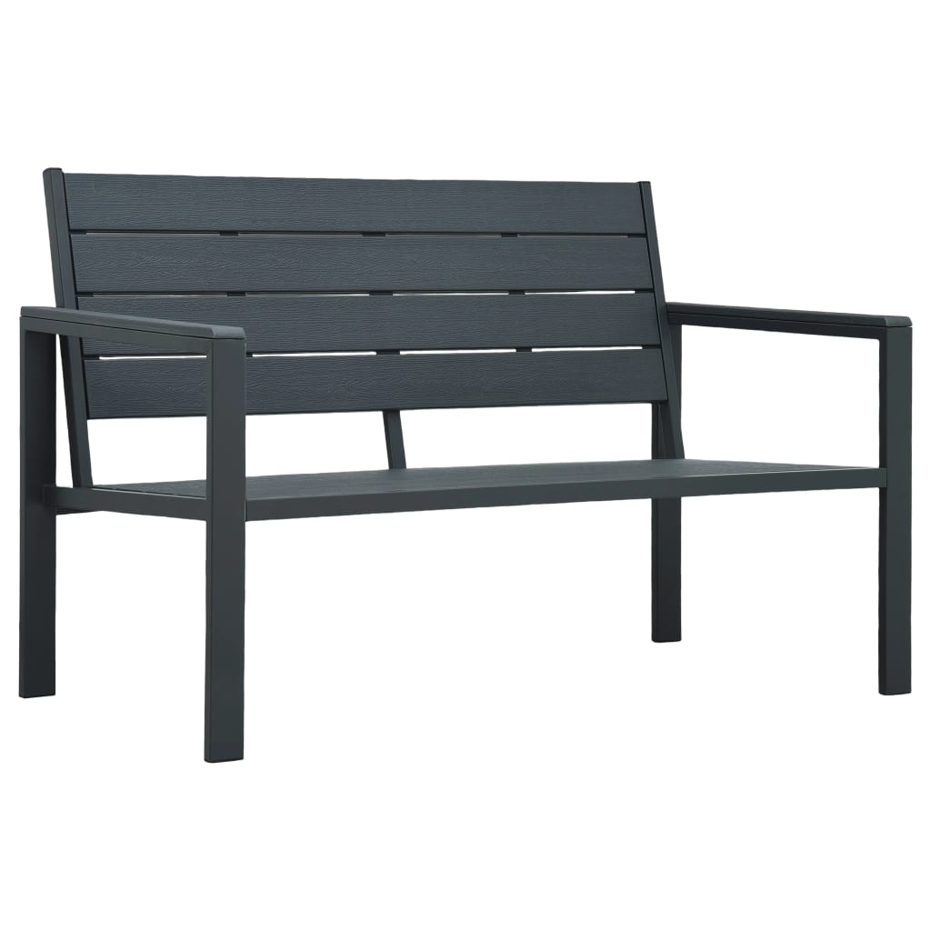 Banco de jardim 120 cm PEAD aspeto de madeira cinzento