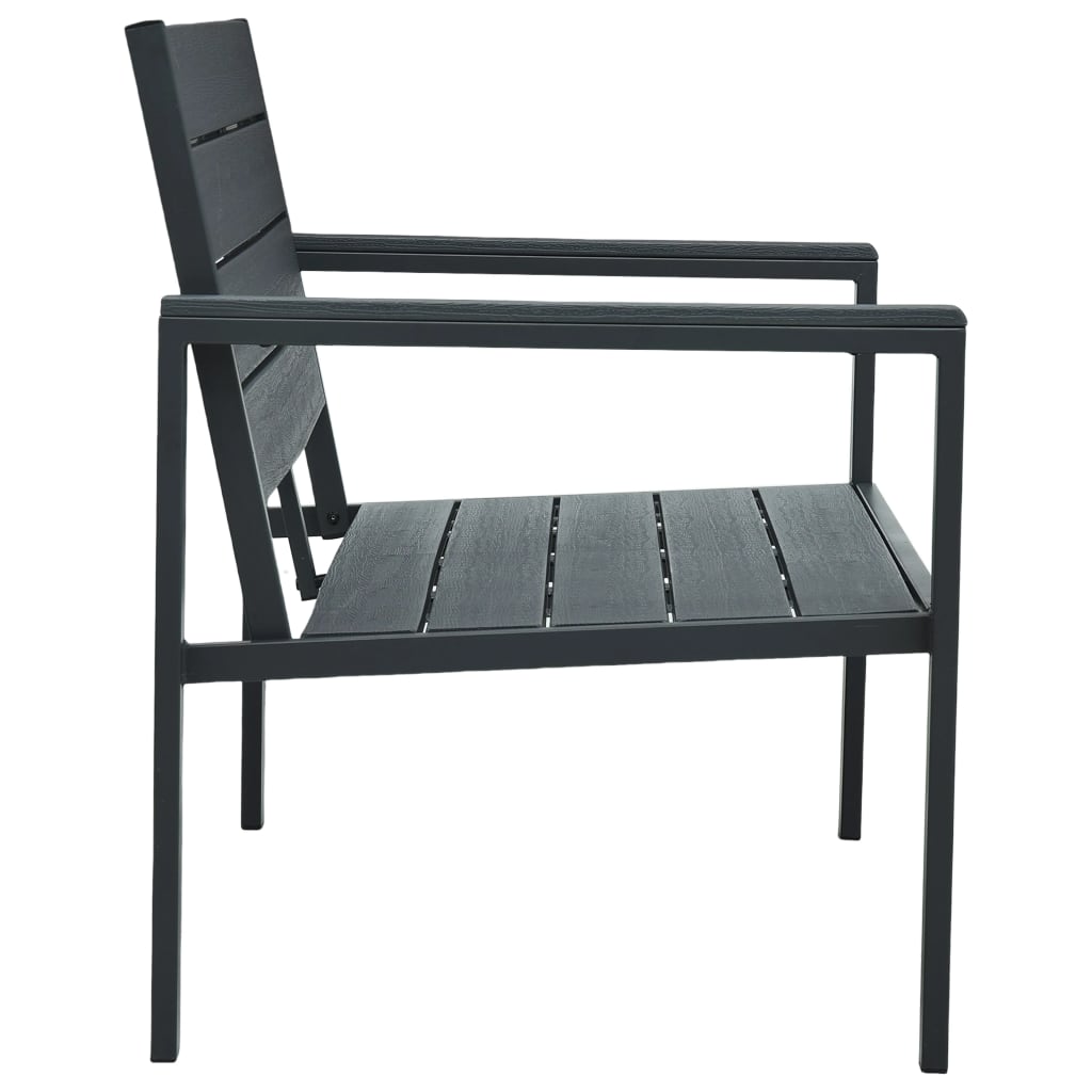 Banco de jardim 120 cm PEAD aspeto de madeira cinzento