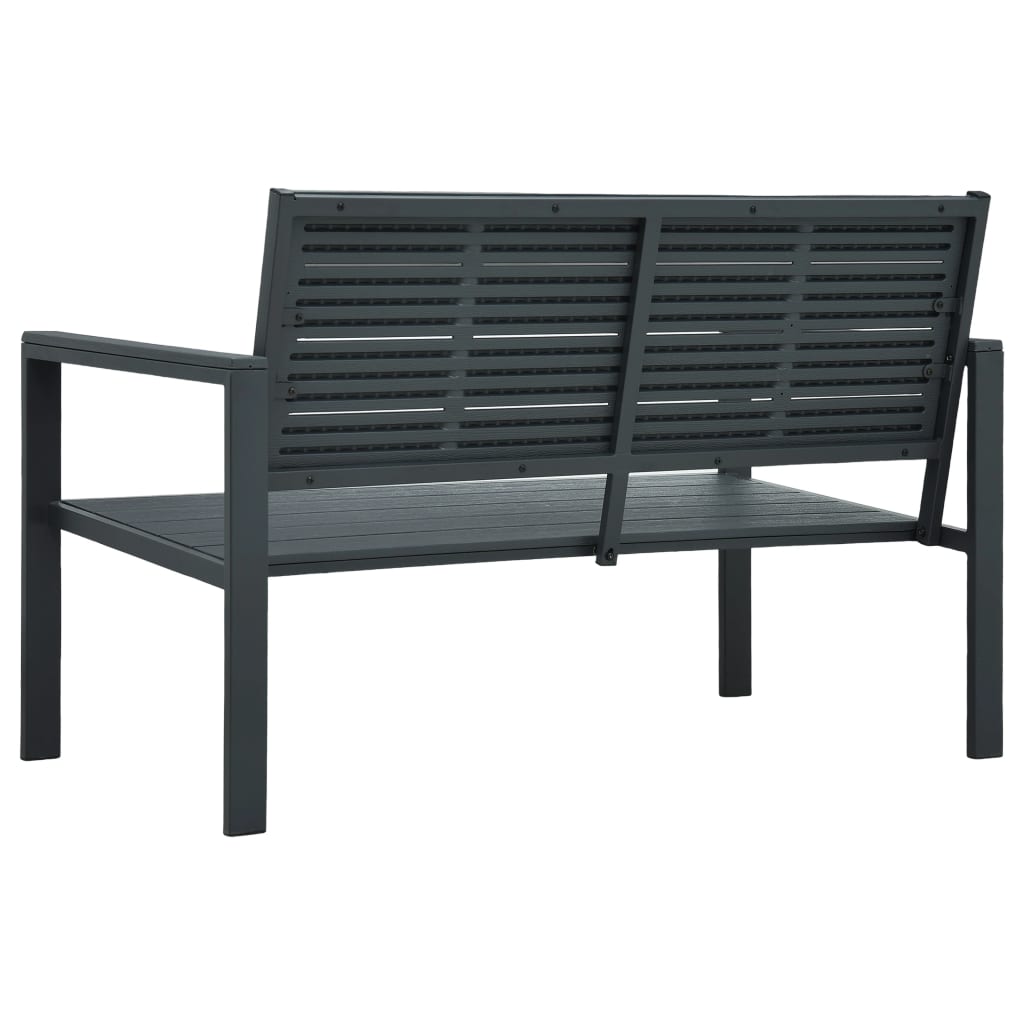 Banco de jardim 120 cm PEAD aspeto de madeira cinzento
