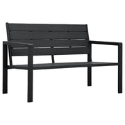 Banco de jardim 120 cm PEAD aspeto de madeira preto