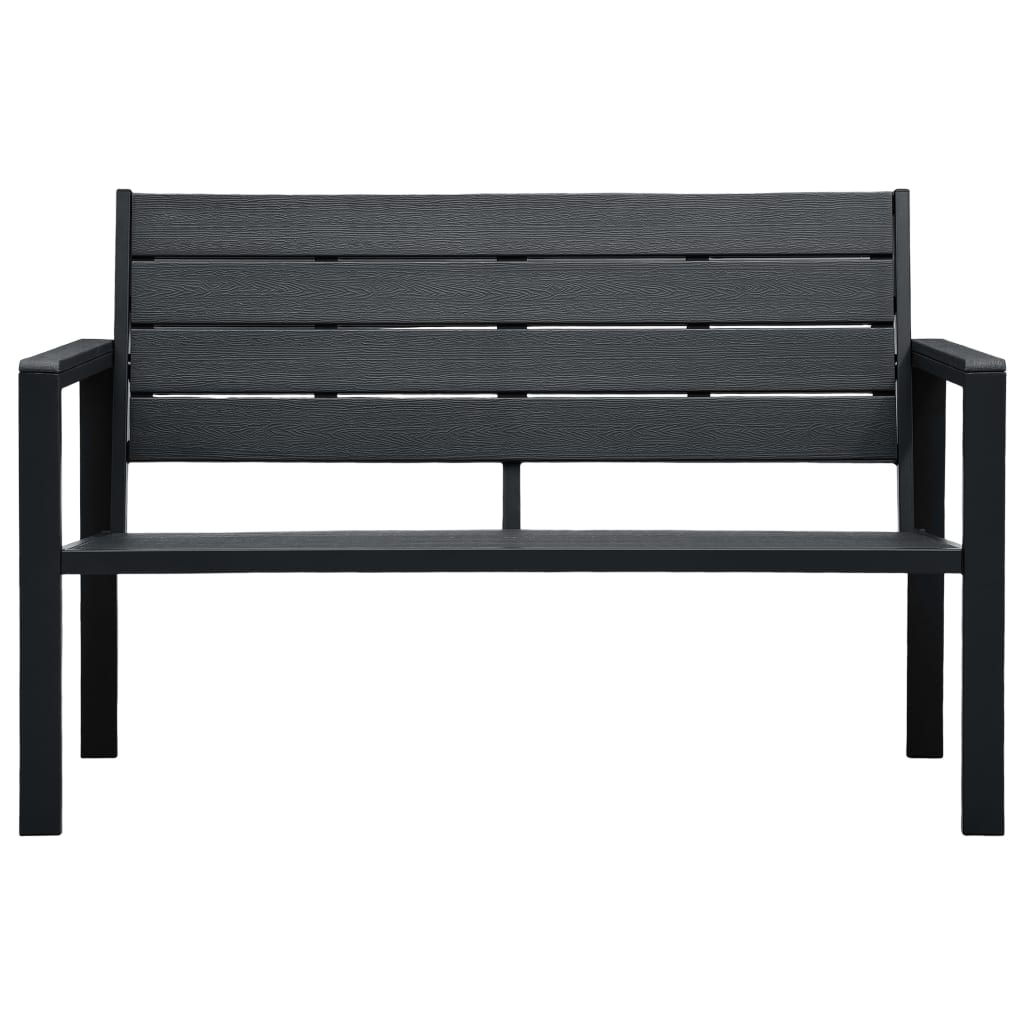 Banco de jardim 120 cm PEAD aspeto de madeira preto