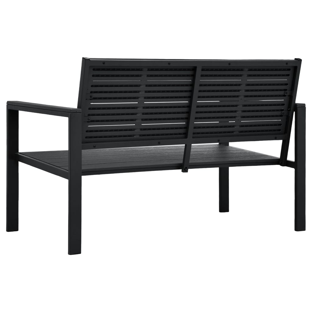 Banco de jardim 120 cm PEAD aspeto de madeira preto