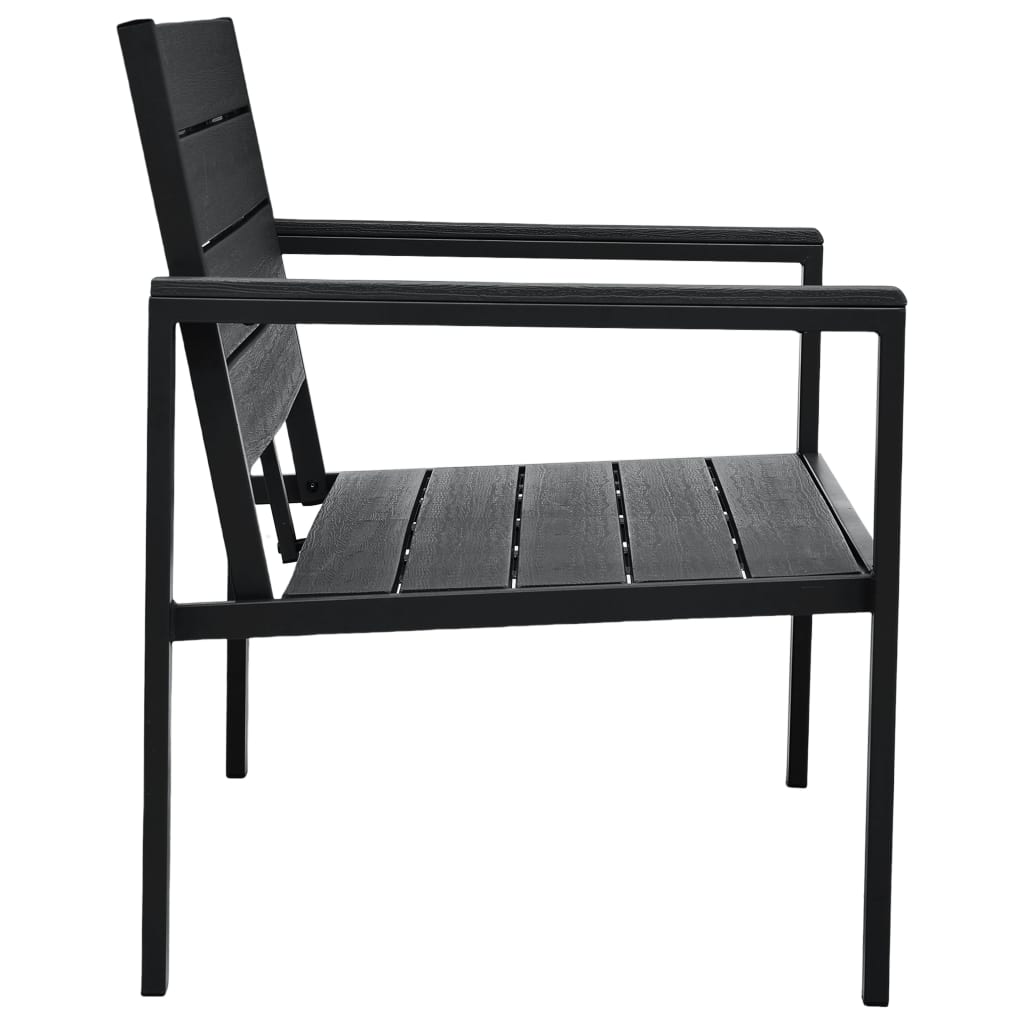 Banco de jardim 120 cm PEAD aspeto de madeira preto