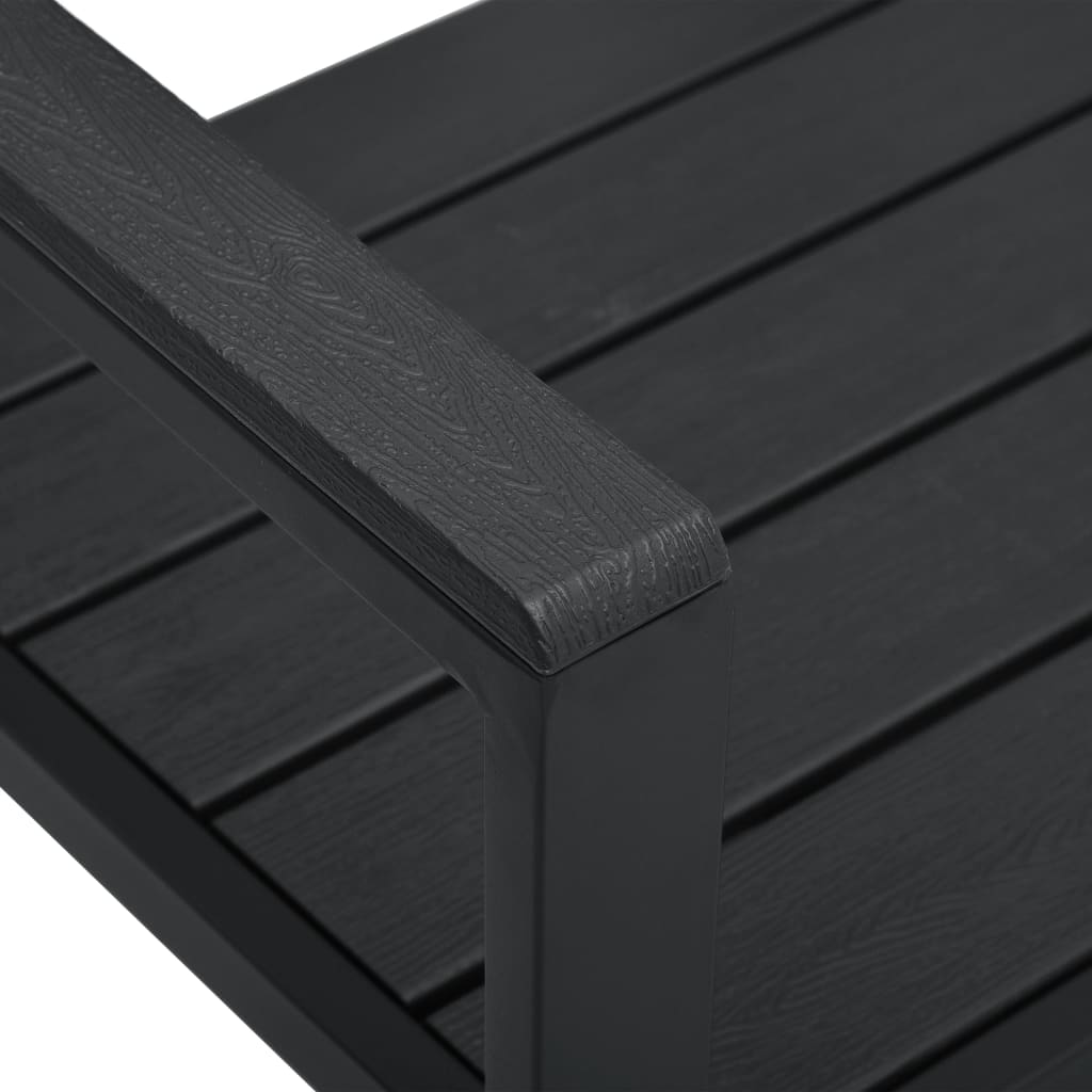 Banco de jardim 120 cm PEAD aspeto de madeira preto