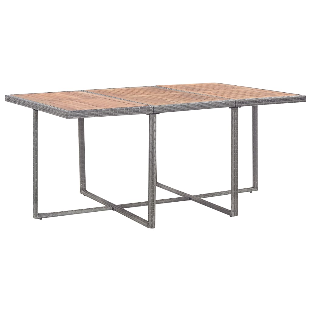 11 pcs conjunto jantar exterior vime e madeira acácia antracite