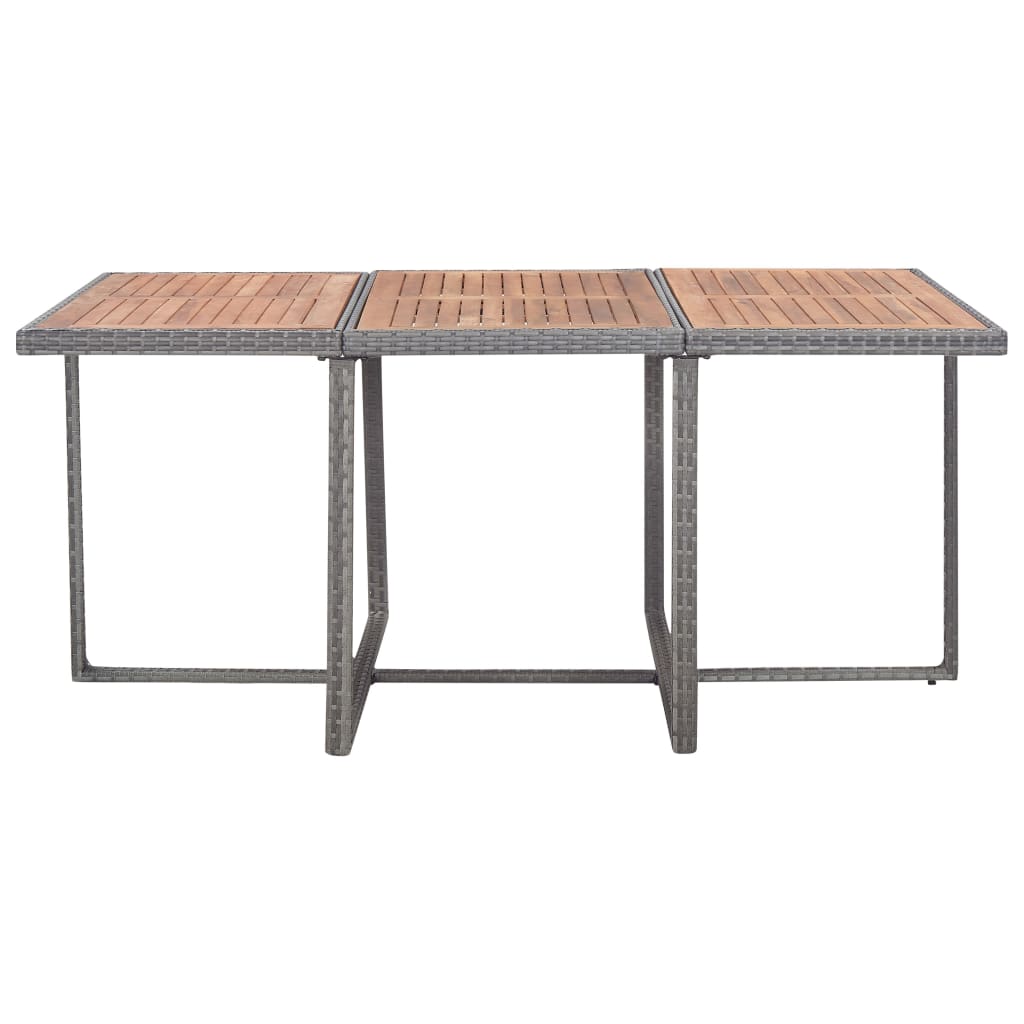 11 pcs conjunto jantar exterior vime e madeira acácia antracite