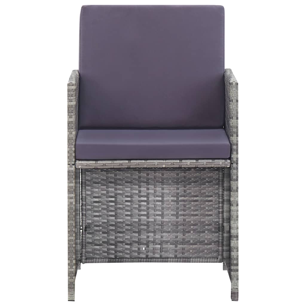 11 pcs conjunto jantar exterior vime e madeira acácia antracite