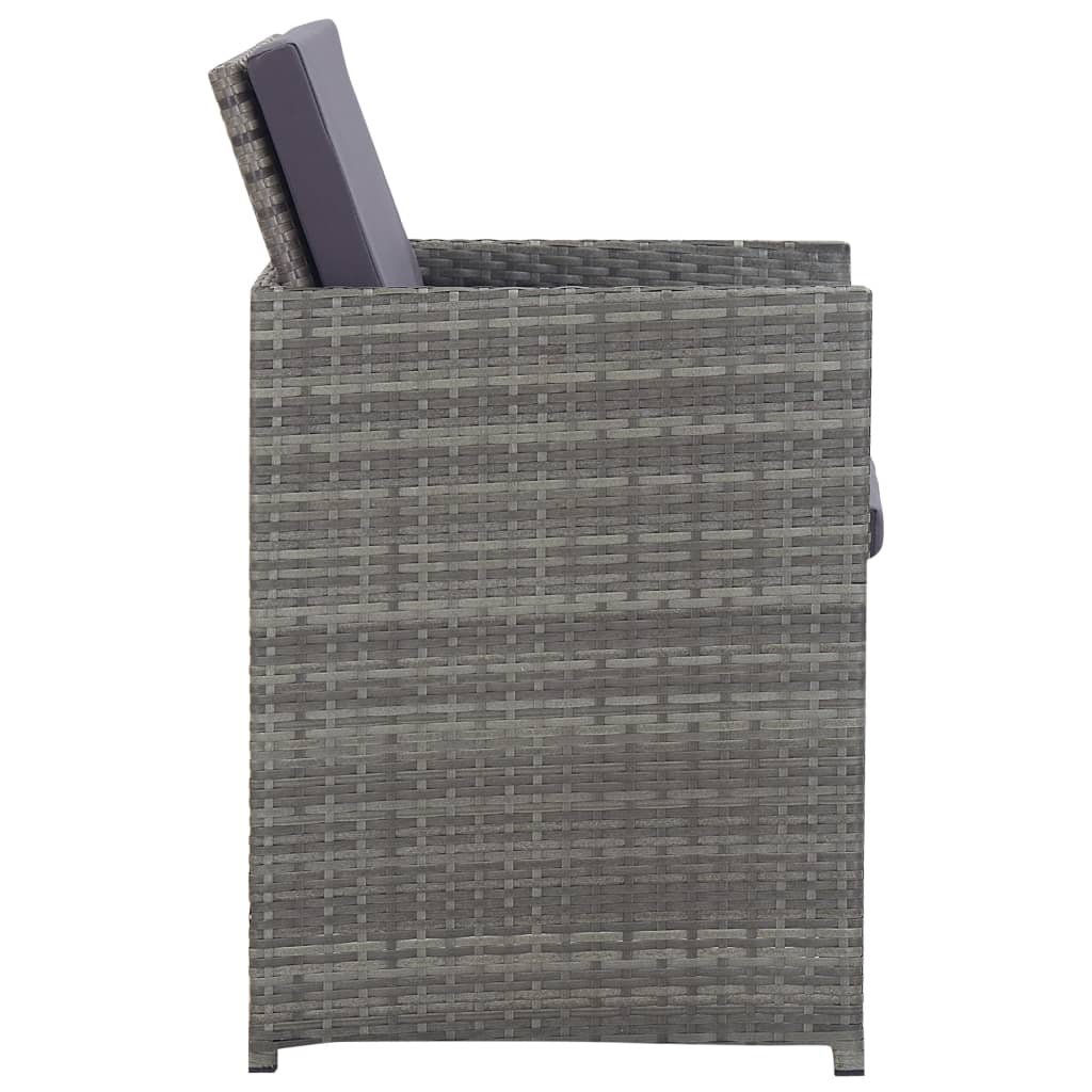 13 pcs conjunto jantar exterior vime e madeira acácia antracite