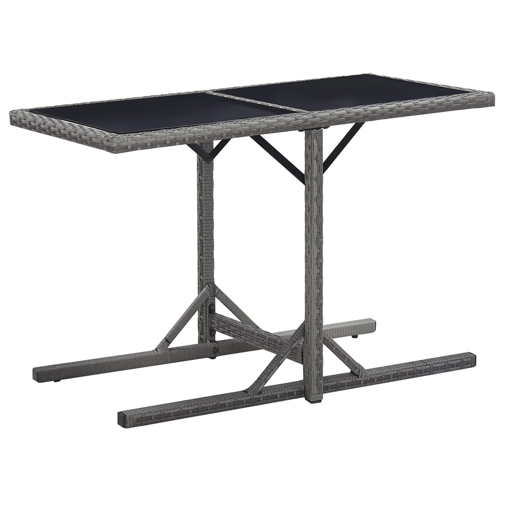 3 pcs conjunto bistrô com almofadões vime PE cinzento