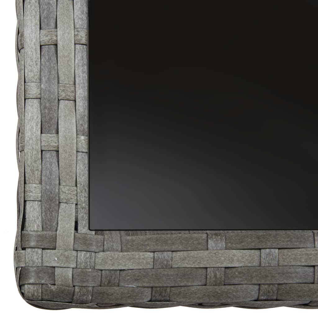 3 pcs conjunto bistrô com almofadões vime PE cinzento